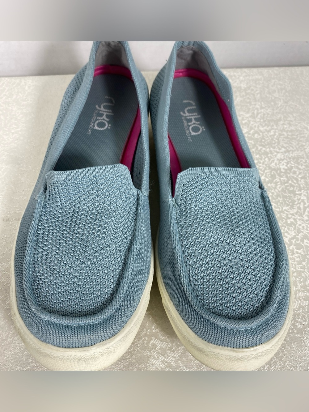Rykä Walking Shoes 9M Gray Stretch Upper Knit Loafers Slip On